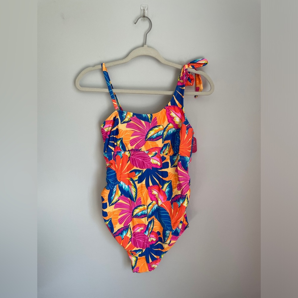 Isabel Maternity One Piece Tie Shoulder Floral Swimsuit Women’s Size Medium NWT